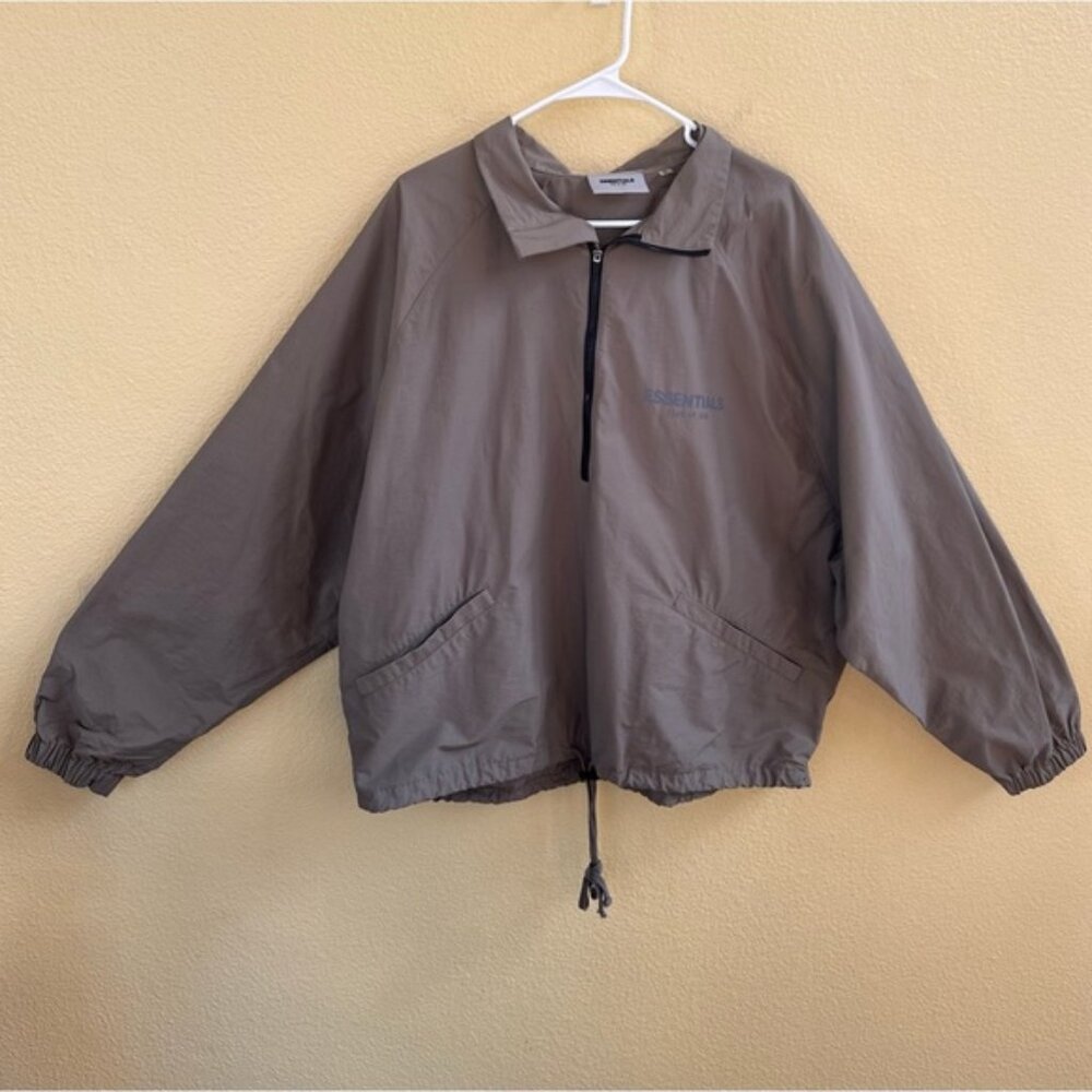 Fear Of God Essentials Olive/Tan Half Zip Track Jacket Men’s Medium Like New!